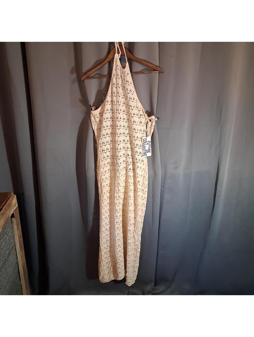 Future Collective Crochet Halter Midi Dress